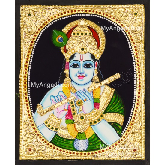 Flute Krishna Tanjore Painting