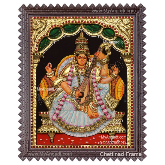 Saraswathi  3D Tanjore Painting