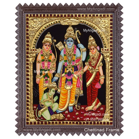 Ram Darbar - Ram with Sita, Hanuman, Lakshmanan  Tanjore Painting