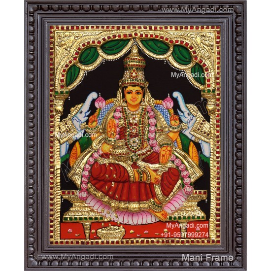 Gaja Lakshmi 3d Embossed Tanjore Painting