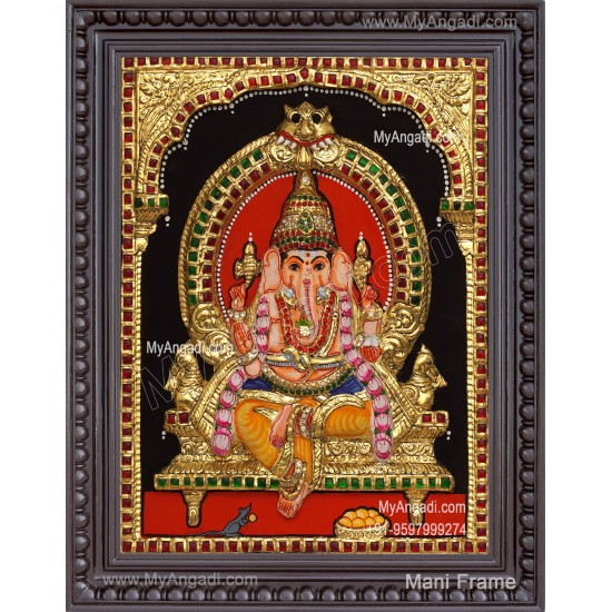 Ganesha 3d Embossed Tanjore Painting