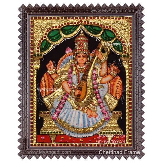 Saraswathi 3D Tanjore Painting