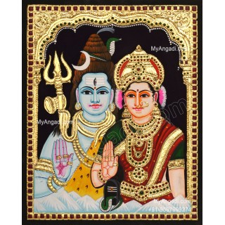 Shiva and Parvathi Devi Tanjore Paintings
