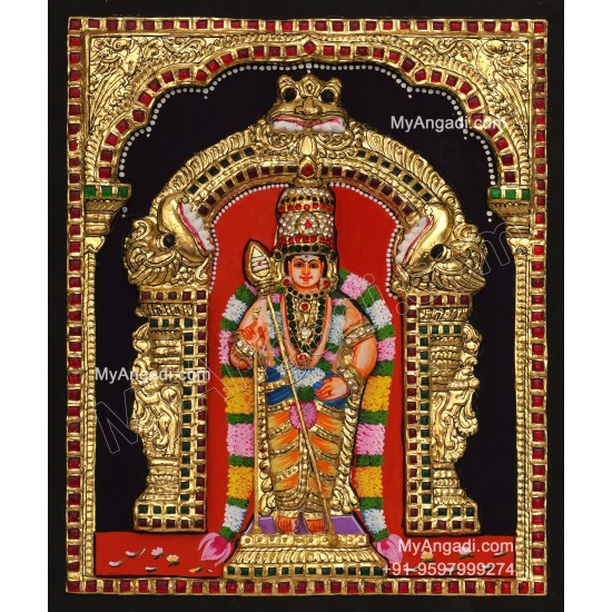Murugan 3d Embossed Tanjore Painting