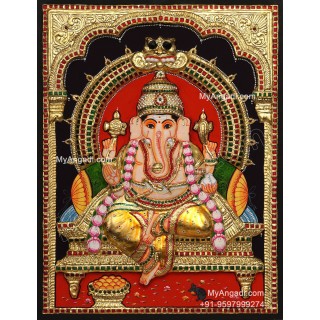 Ganesha 3d Embossed Tanjore Painting