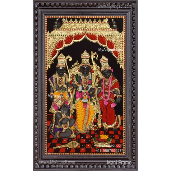Ram Darbar - Ram with Sita, Hanuman, Lakshmanan  Tanjore Painting