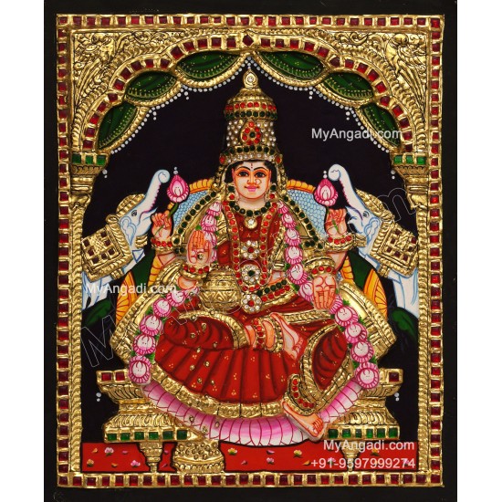Gajalakshmi 3d Embossed Tanjore Painting