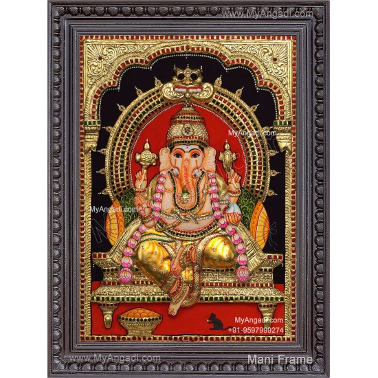 Ganesha 3d Embossed Tanjore Painting