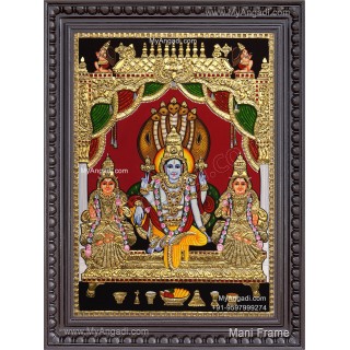 Vishnu Sri Devi Bhoo Devi Tanjore Painting