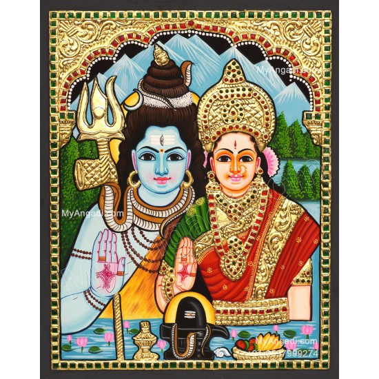 Shiva Parvathi Tanjore Painting