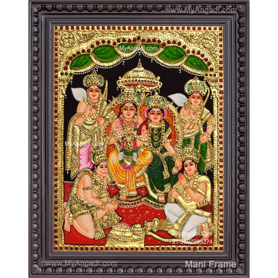 Ram Darbar - Ram with Sita, Hanuman, Lakshmanan  Tanjore Painting