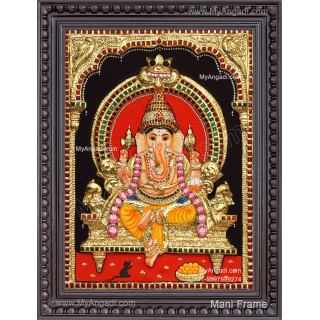 3D Ganapathi Tanjore Painting 