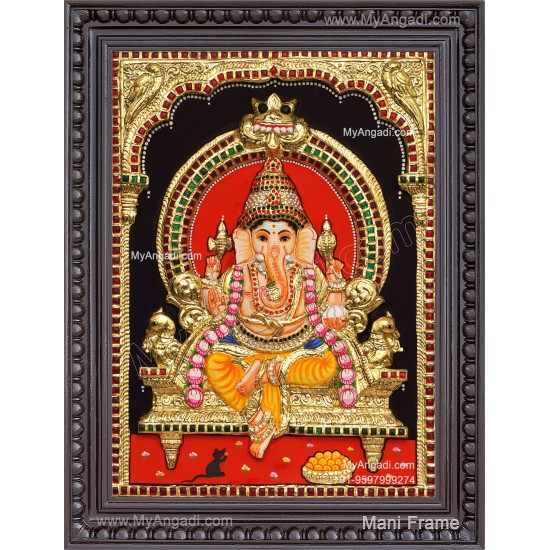 3D Ganapathi Tanjore Painting 