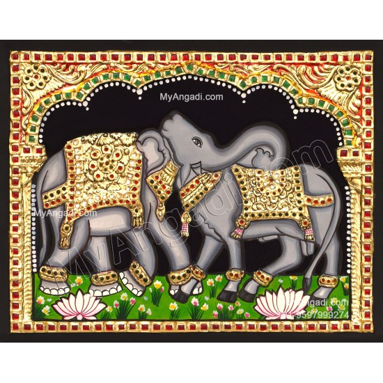 Bull  Elephant Tanjore Painting