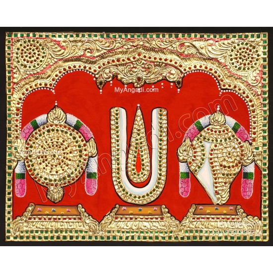 Naamam Shankh Chakram Tanjore Painting