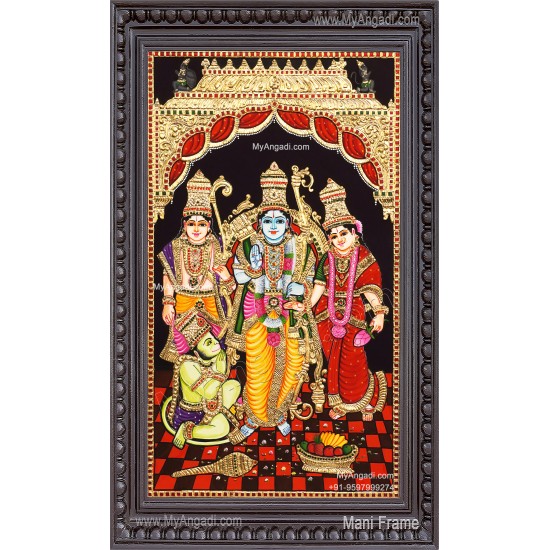 Ram Darbar - Ram with Sita, Hanuman, Lakshmanan  Tanjore Painting