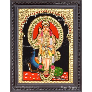 Murugan with Peacock Tanjore Painting