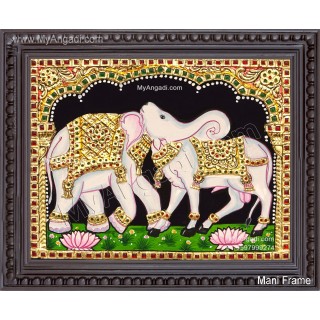 Airavateshwarar Temple Optical Illusion Cow Elephant Tanjore Painting