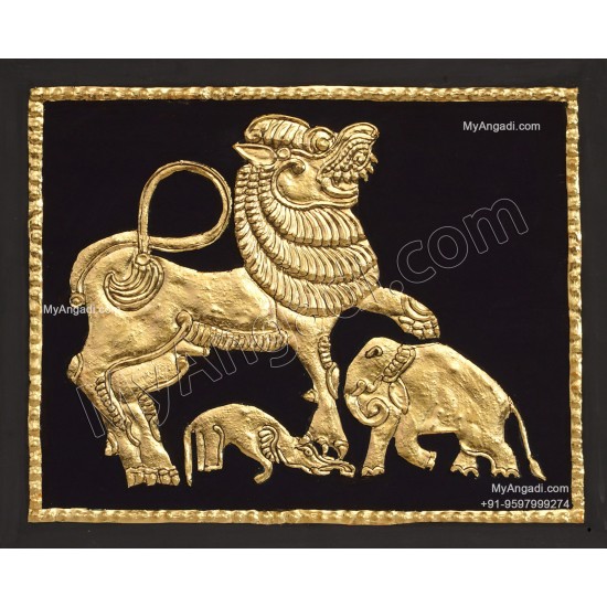 Simha Yazhi Tanjore Painting