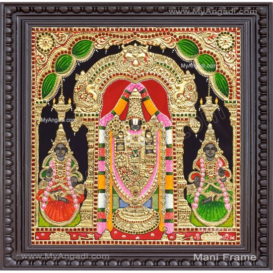 Balaji Sridevi Bhudevi Tanjore Painting
