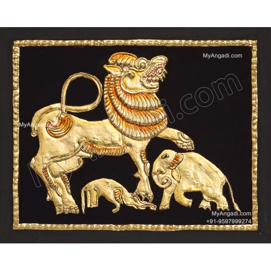 Simha Yazhi Tanjore Painting