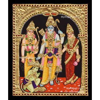 Ram Darbar - Ram with Sita, Hanuman, Lakshmanan Tanjore Painting Ram Darbar - Ram with Sita, Hanuman, Lakshmanan Tanjore Painting