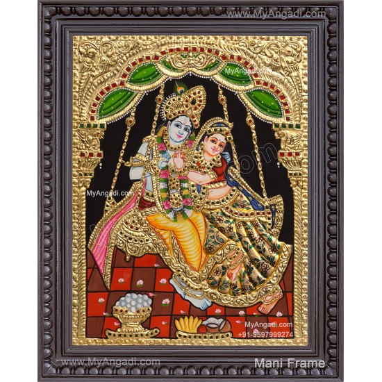 Radha Krishna on Swing Tanjore Painting