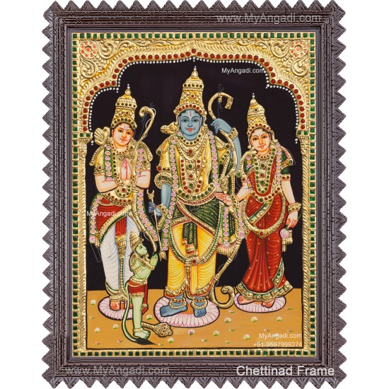 Ram Darbar - Ram with Sita, Hanuman, Lakshmanan  Tanjore Painting