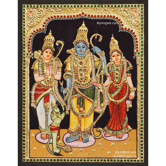 Ram Darbar - Ram with Sita, Hanuman, Lakshmanan  Tanjore Painting
