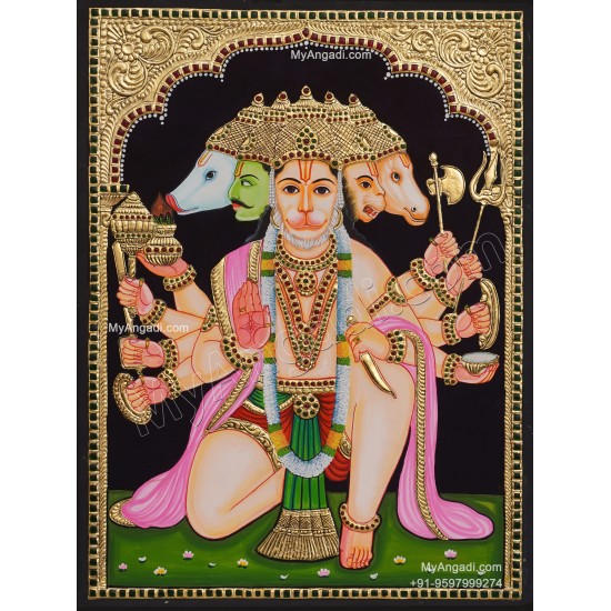 Panchamuga Hanuman Tanjore Painting
