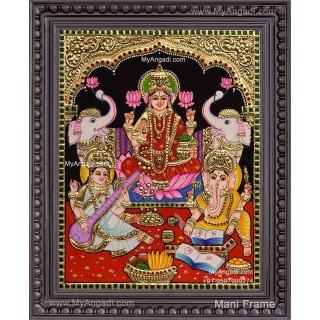 Ganesha Lakshmi Saraswathi Tanjore Painting