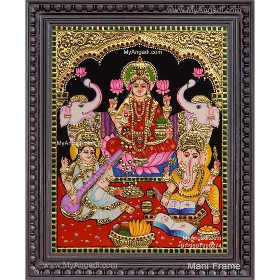 Ganesha Lakshmi Saraswathi Tanjore Painting