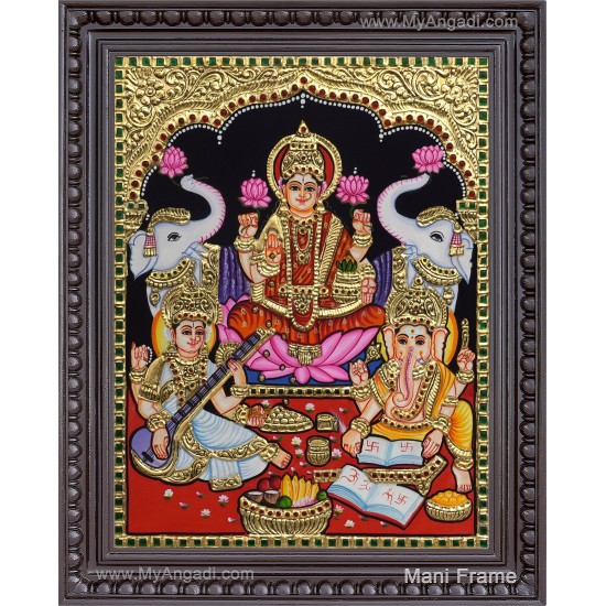 Ganesha Lakshmi Saraswathi Tanjore Painting