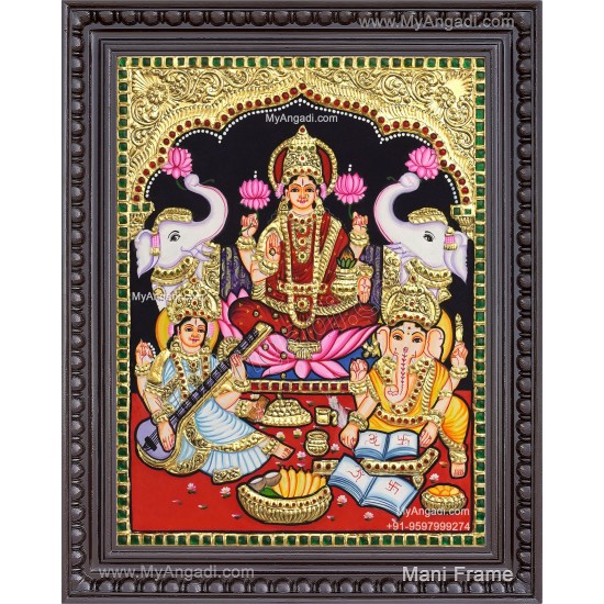 Ganesha Lakshmi Saraswathi Tanjore Painting