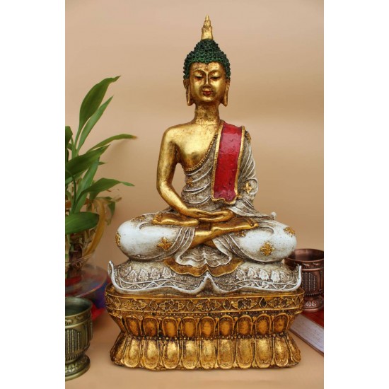 Meditating Buddha Stone Finish - 12 inches