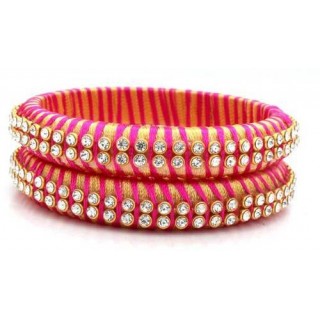 Pink Gold Silk Thread Bangle