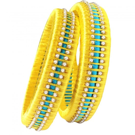 Yellow Sky Blue Silk Thread Bangle