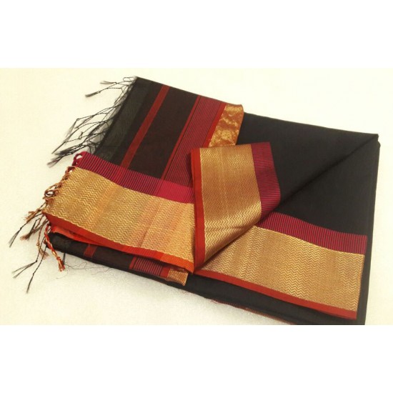 Black Maroon Silk Cotton Saree Black Maroon Silk Cotton Saree