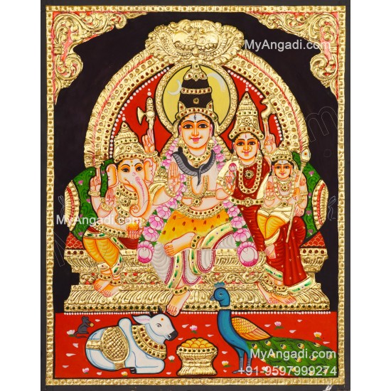 Shivan Family Tanjore Painting