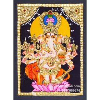 Kan Drishti Ganesha Tanjore Painting