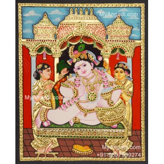 Butter Pot Krishna Tanjore Painting