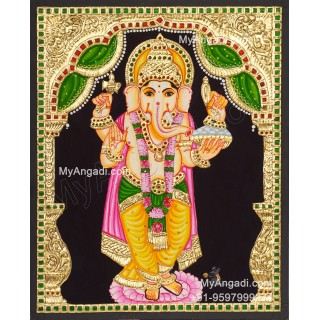 Standing Ganesha Tanjore Painting 