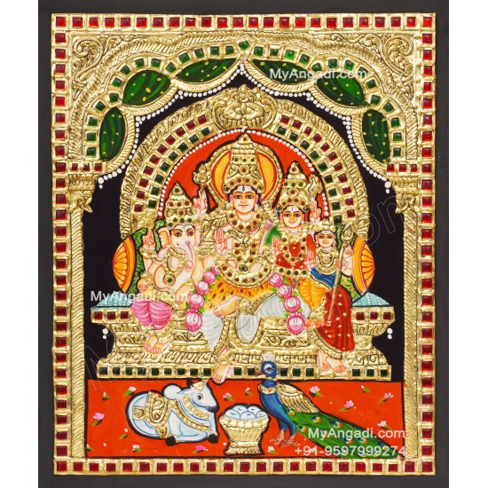 Shiva Family Tanjore Painting - Shiva Parivar