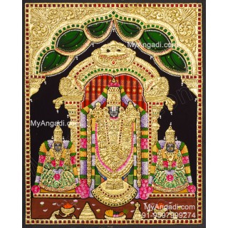 Balaji Sridevi and Boodevi Tanjore Painting