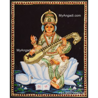 Saraswathi  3D Tanjore Painting