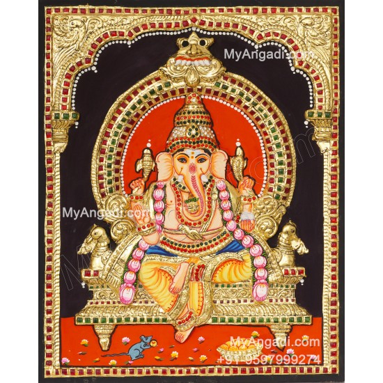 Ganesha 3d Embossed Tanjore Painting