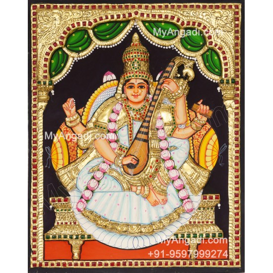 Saraswathi  3D Tanjore Painting