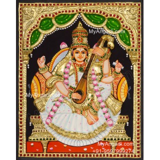 Saraswathi  3D Tanjore Painting