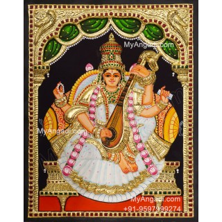 Saraswathi  3D Tanjore Painting