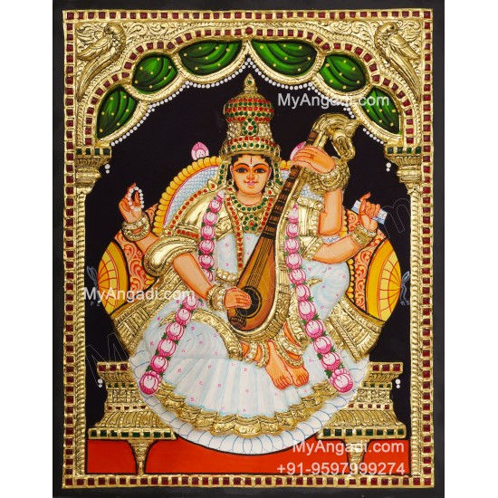 Saraswathi  3D Tanjore Painting